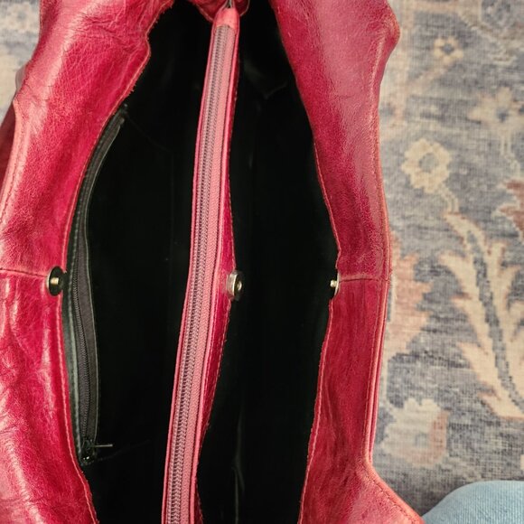 Vintage Burgundy Leather Bag - Picture 8 of 12